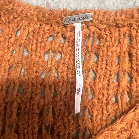 Free People Best Of You Long Sleeve Sunset Orange Sweater M Retail $128 - Picture 6 of 12